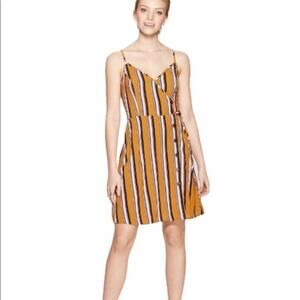 Xhilaration Striped Faux Wrap Mini Sleeveless Dress Smocked Back Womens Size XXL